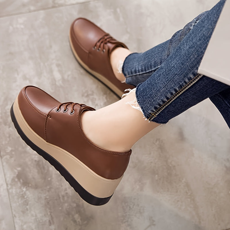 Women's Low Top Sneakers Solid Color Lace-Up All-Season PU Sole