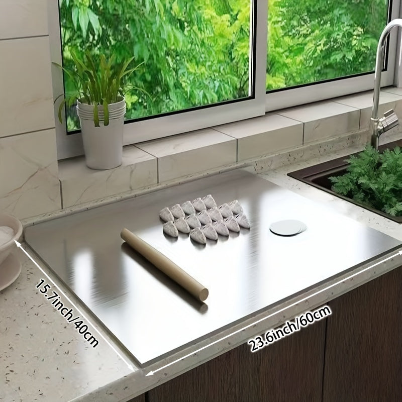 Tabla de cortar de cocina de acero inoxidable de doble cara y tamaño extra grande para frutas y masa