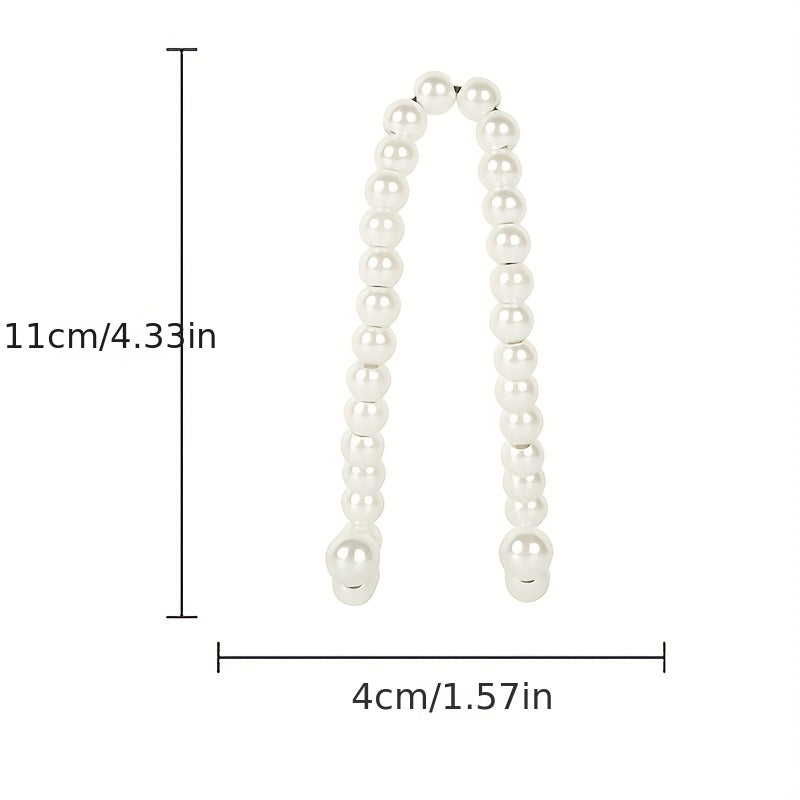 2pcs Stainless Steel Pearl-Embellished Car Seat Headrest Hooks Universal Fit Stylish Vehicle Organizer