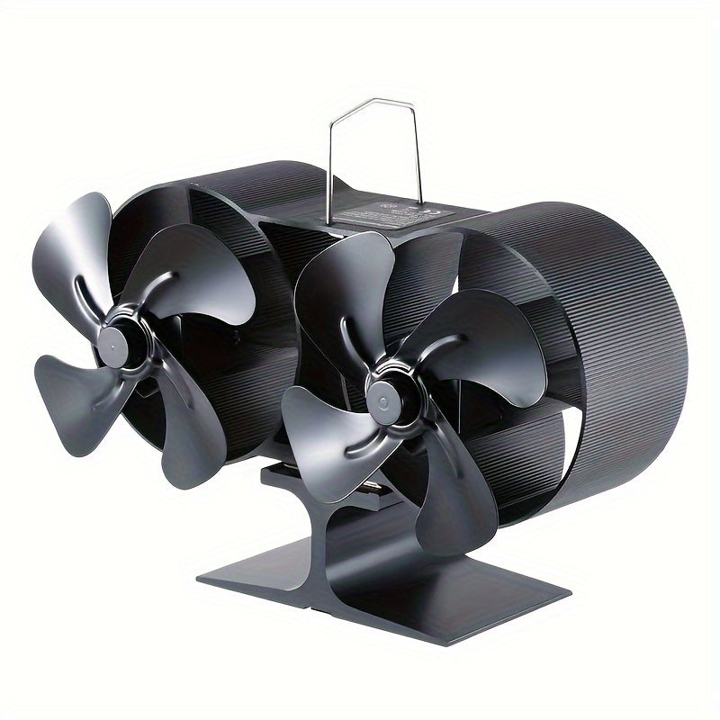 Wood Stove Fan Dual Motors 8 Blades Heat-Powered Fireplace Heater Accessory