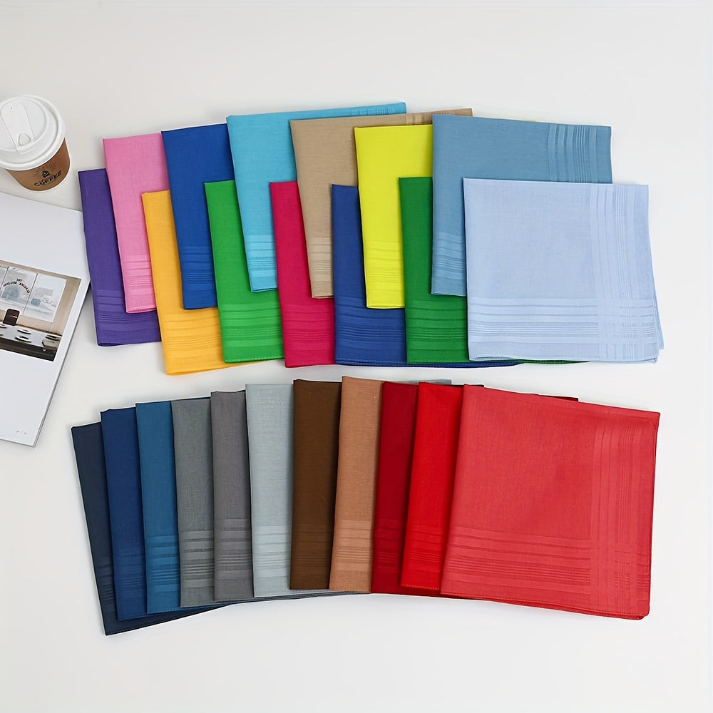 Set of 3 Men's Cotton Handkerchiefs Solid Colors Lightweight Sports Style Casual Wedding Hankies