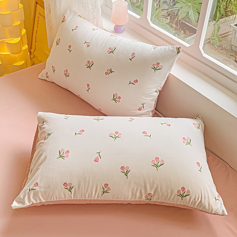 Modern Floral Hypoallergenic Pillowcase Deep Pocket Breathable Polyester for Dorms and Bedrooms