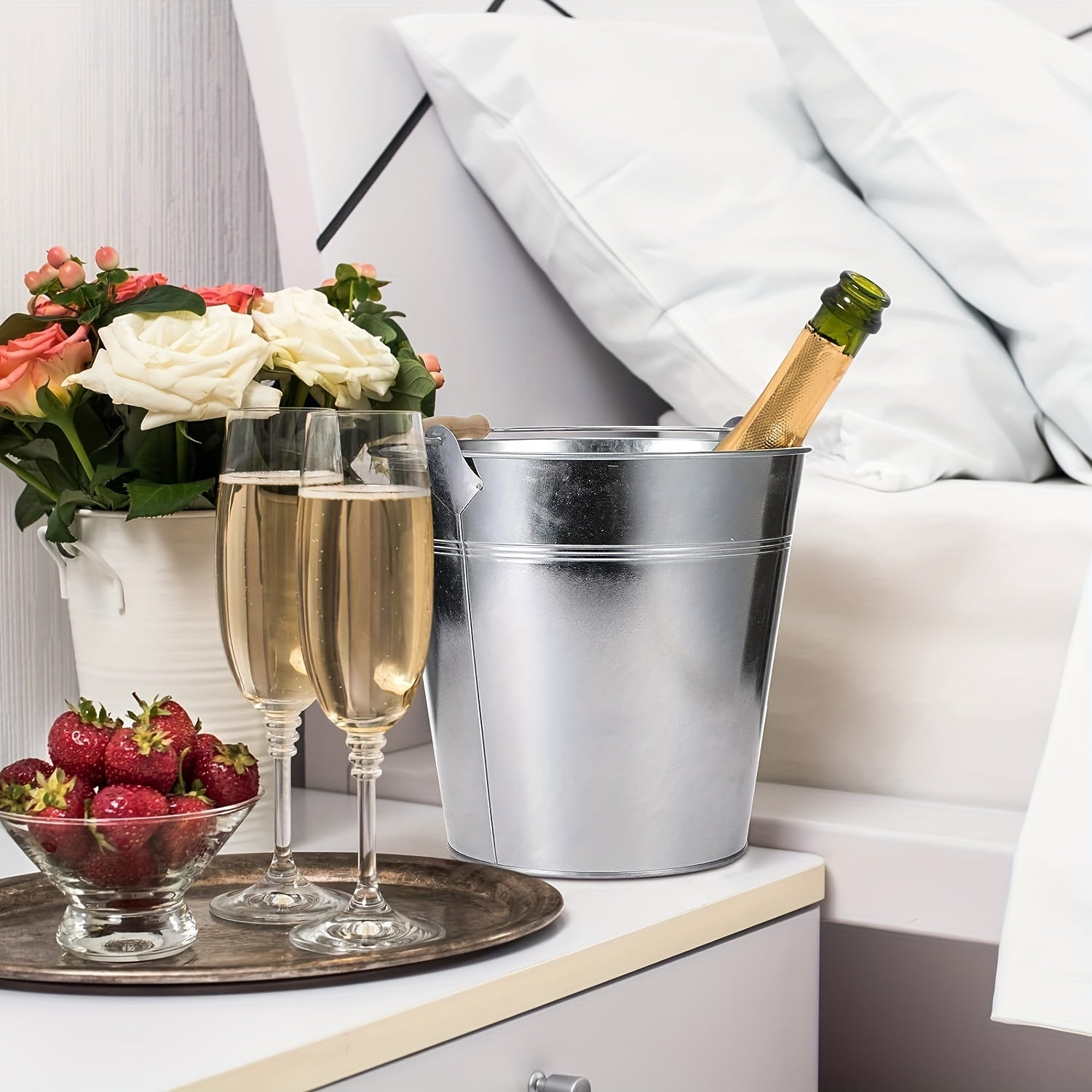 Heavy Duty Stainless Steel Bucket 25.4cm Galvanized Gold for Parties Weddings