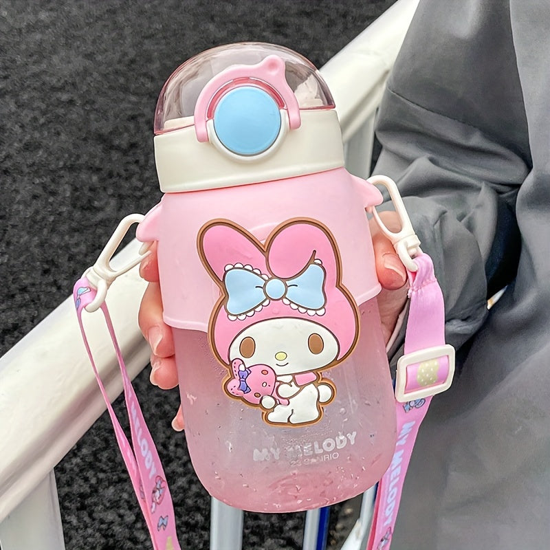 Portable Kuromi Water Bottle 690ml Plastic Straw Cup for Kids