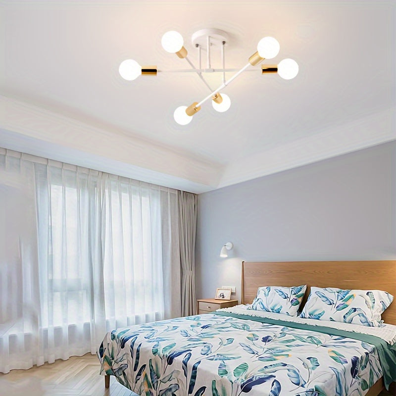 Zamonaviy sun'iy yo'ldoshli chiroq, 6 ta yoritish moslamalari, E27/E26 lampochka joylari. Yotoqxona, ovqat xonasi, oshxona va ofislar uchun ideal.