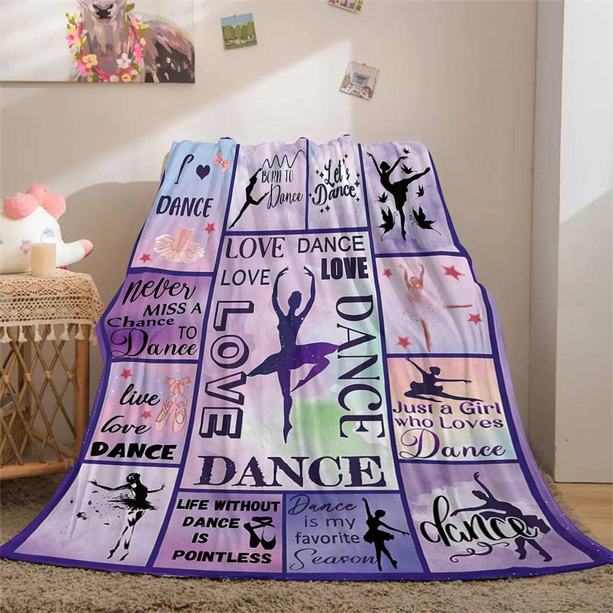 Warm Soft Flannel Ballet Dancer Throw Blanket for Ballerinas
