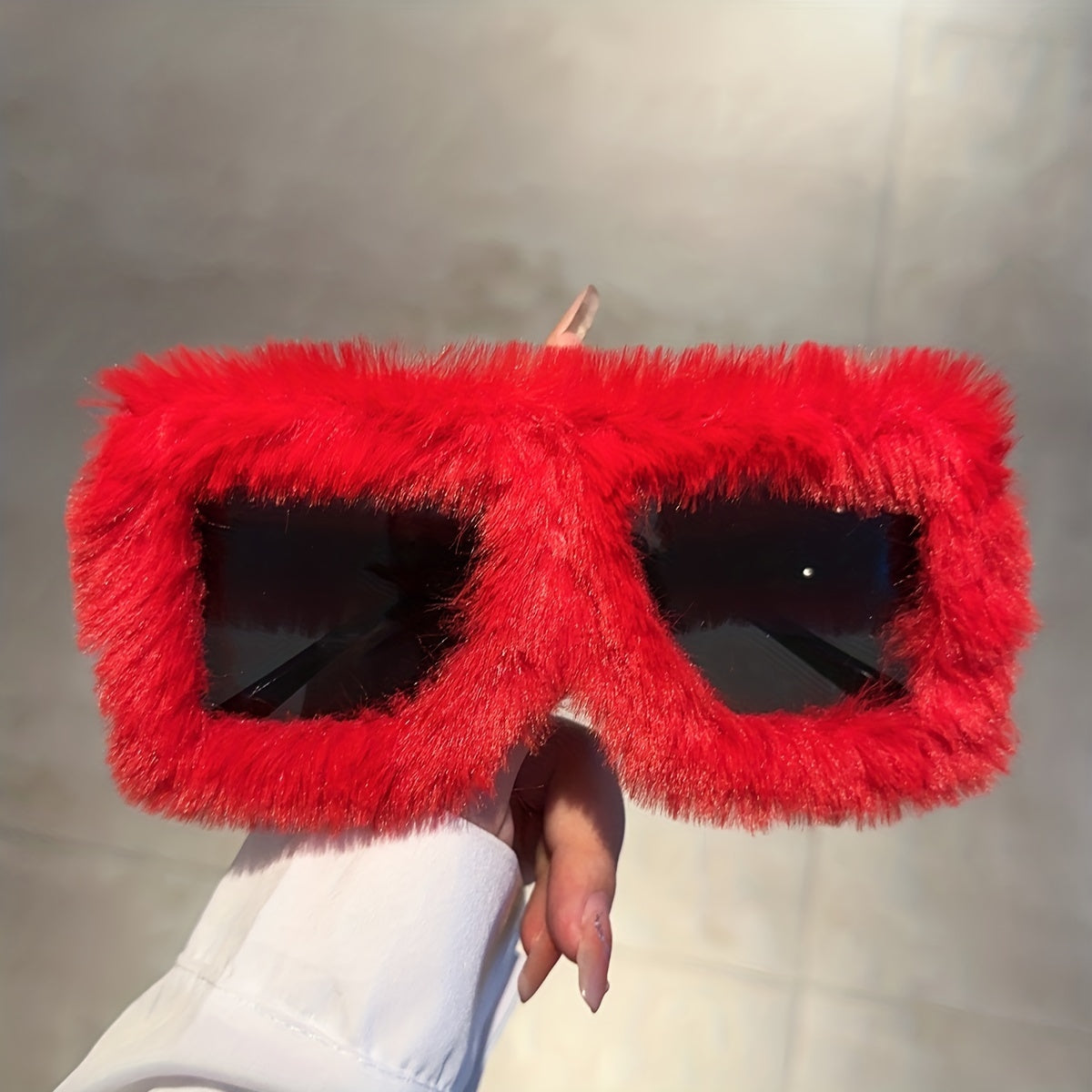 Unisex Fuzzy Plush Gradient Y2K Oversized Glasses for Beach and Party