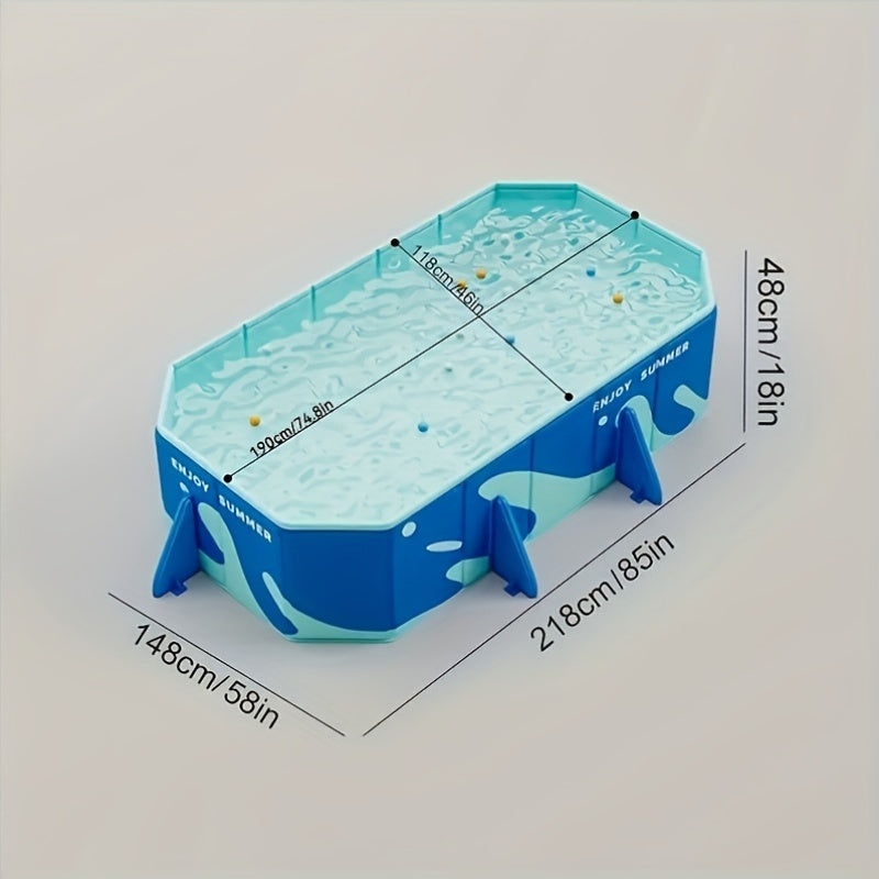 Inflatable Rectangular Pool for Ages 14+ Durable PVC Family Pool 21L-100L