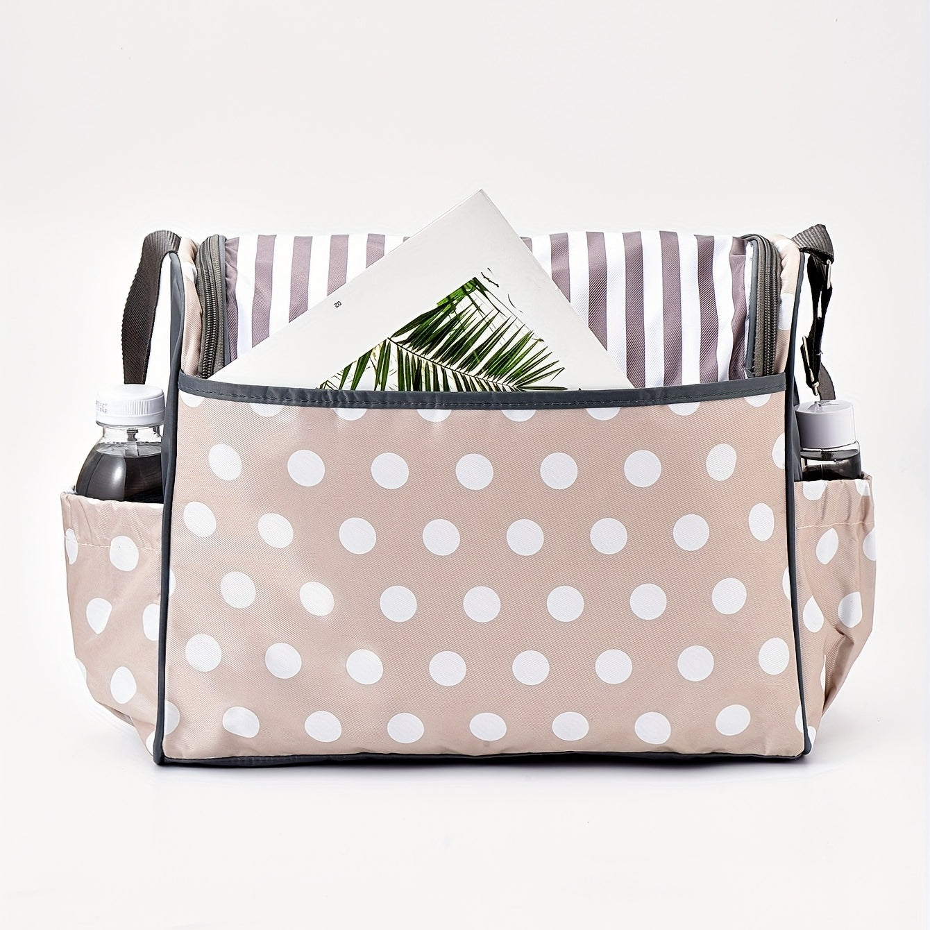 Large Capacity Diaper Bag for Parents with Polka Dot Print and Single Shoulder Design