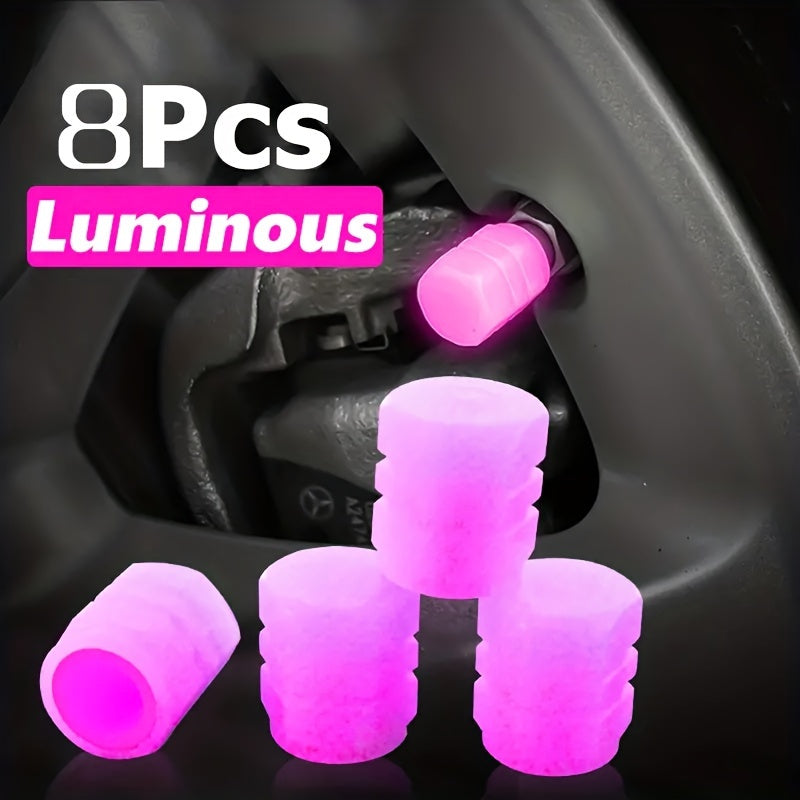 Universal Fluorescent Valve Stem Cap Set 4/8/12 Pcs Car Luminous Caps