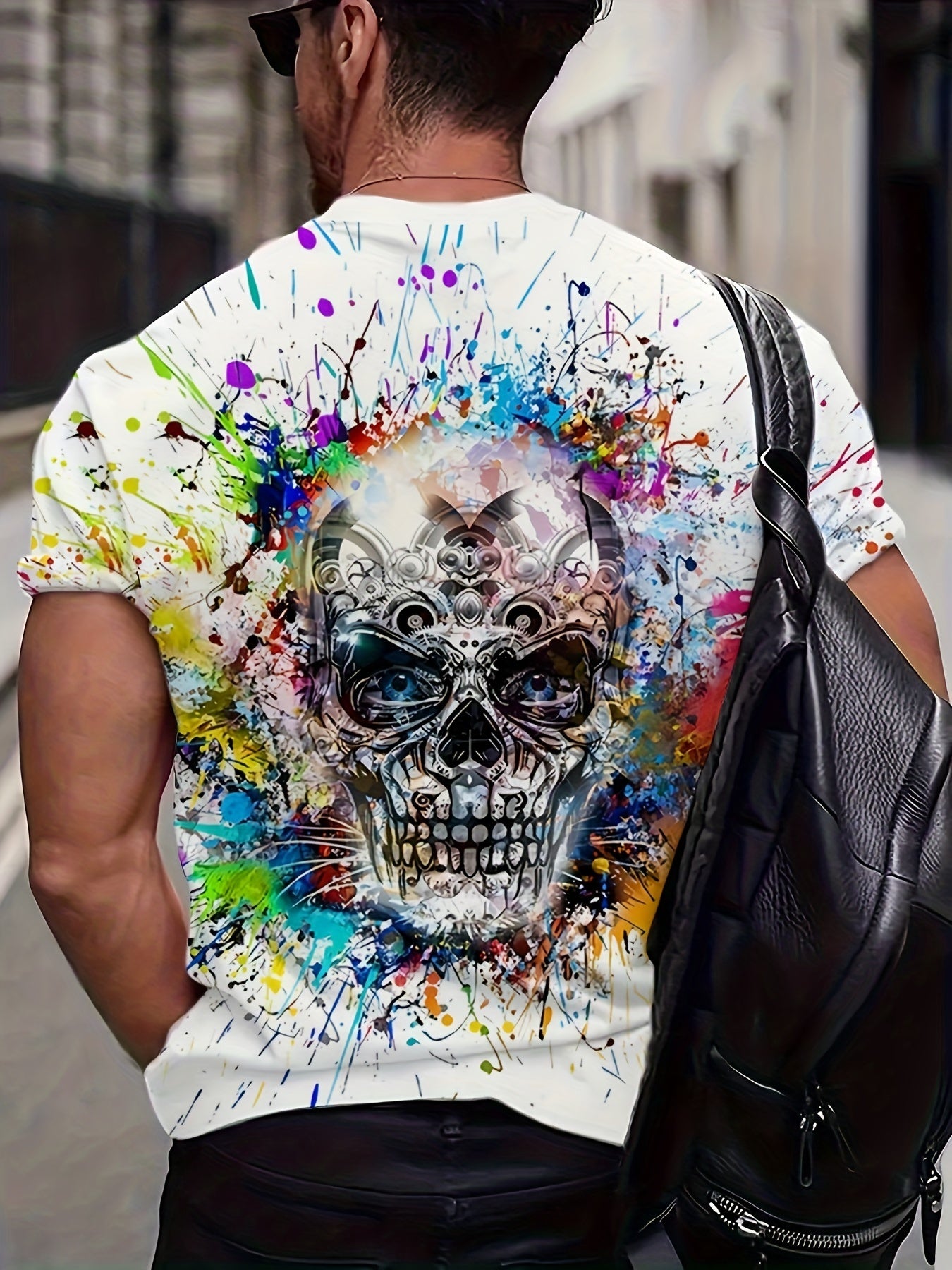Мужская футболка с 3D-принтом черепа, повседневная, быстро сохнущий полиэстер для бега, походов, кемпинга
