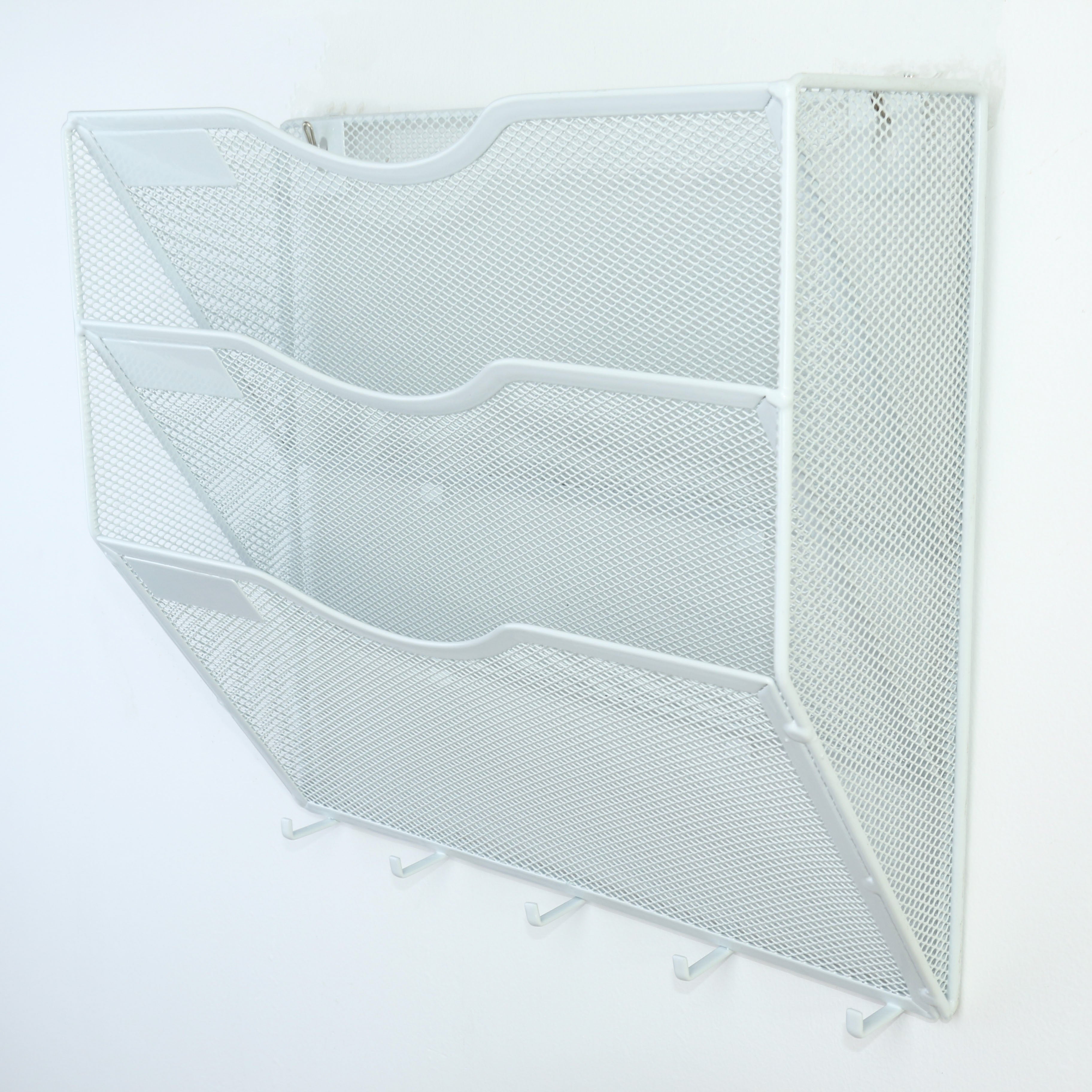 Organizador de archivos de pared con ganchos para llaves, azul claro, hierro, ahorra espacio, carpeta vertical colgante