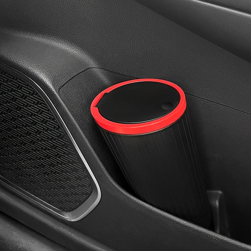 Black and Red Car Trash Bin Waterproof Durable ABS Storage Lid
