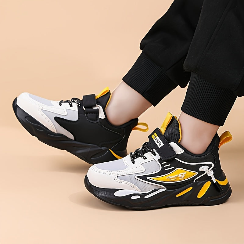 Unisex Geometric Pattern Sneakers for Kids Under 14 with PU Upper EVA Sole and Fabric Insole