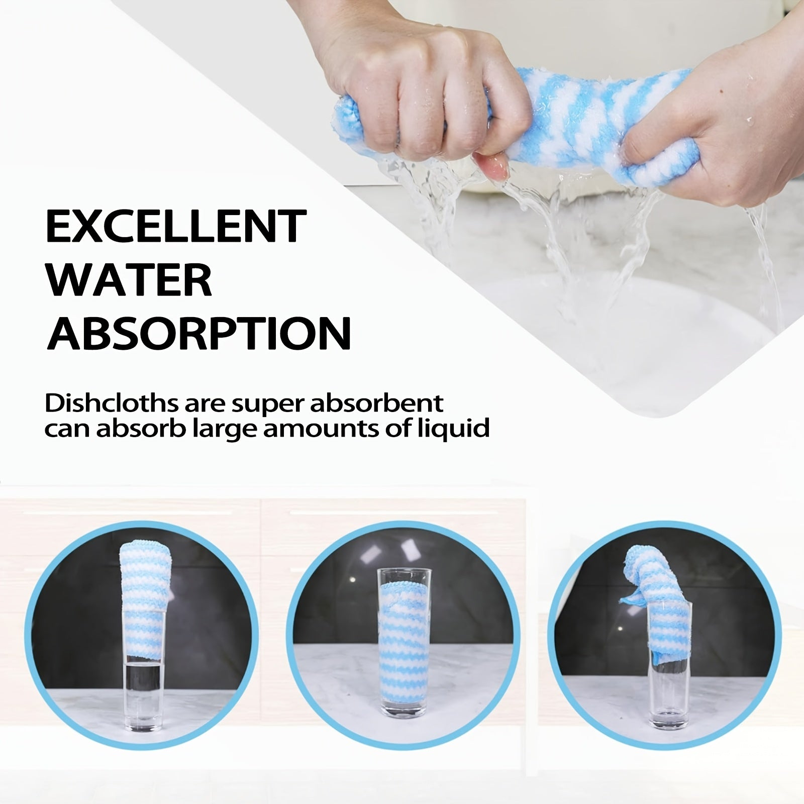 Microfiber Double-Sided Dish Cloths 5 Pack for Stain Removal and Cleaning