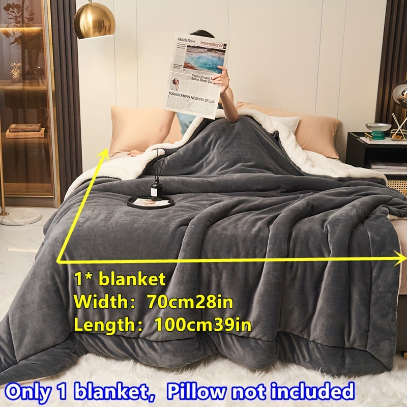 Reversible Sherpa Fleece Blanket for Sofa Bed Travel Deep Gray
