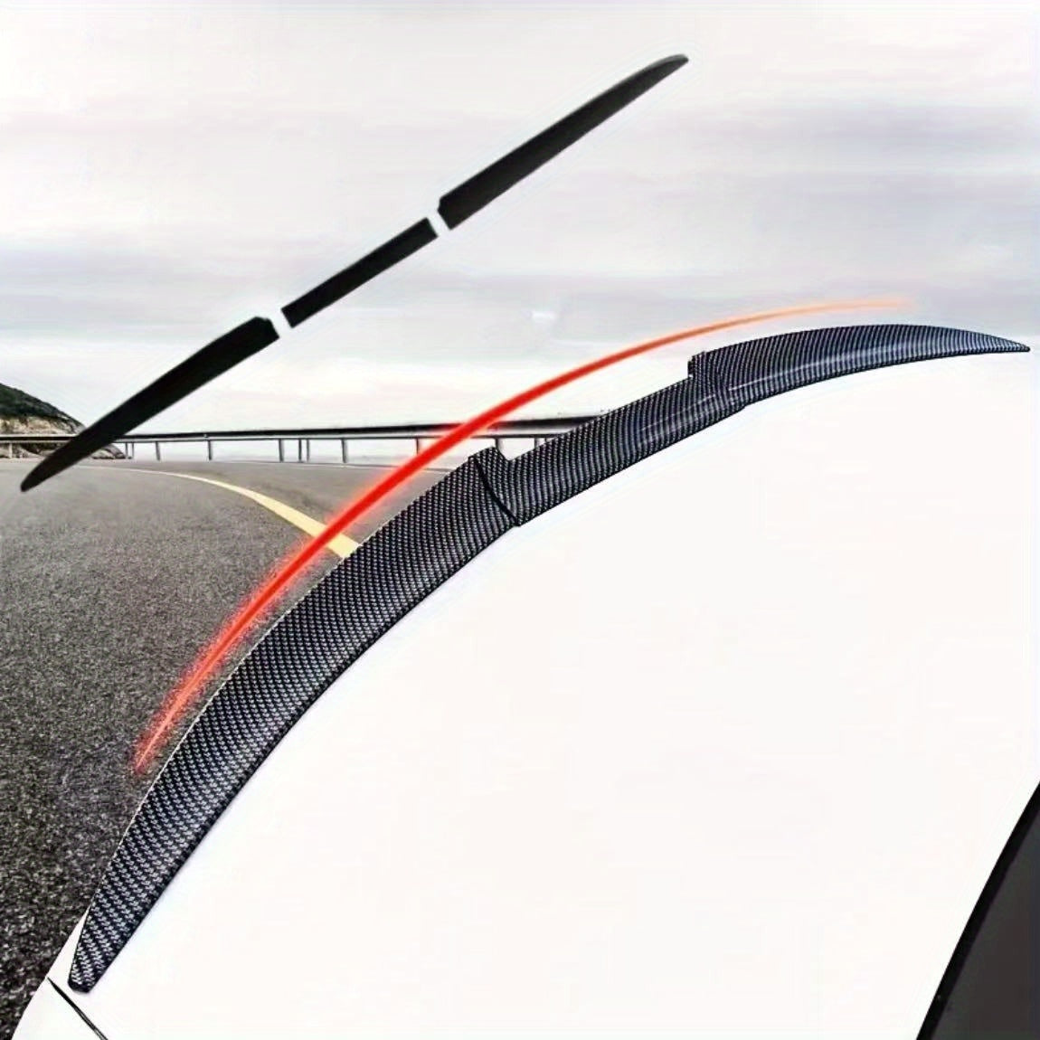 Universal Carbon Fiber Car Rear Spoiler Three-Section Tail Wing Kit