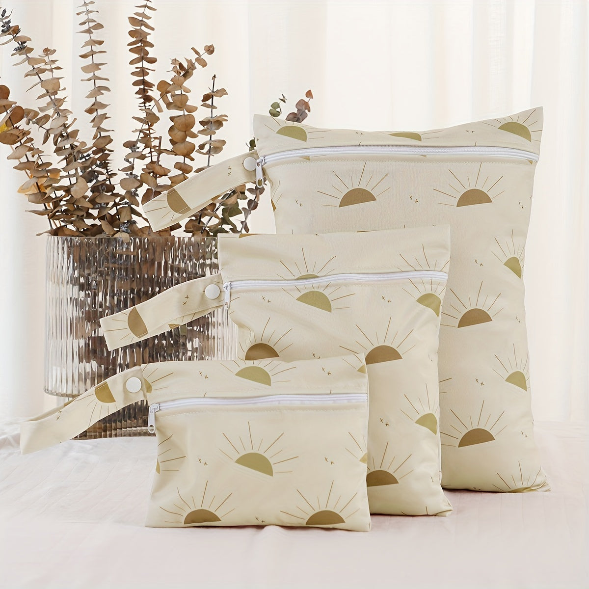 Три штуки сумок Rainbow Sun Print Wet Dry Bags, водонепроницаемая сумка для подгузников и портативная сумка для хранения