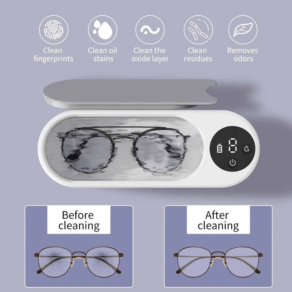 USB Rechargeable Portable Cleaner for Glasses Jewelry Dentures with High-Frequency Vibration