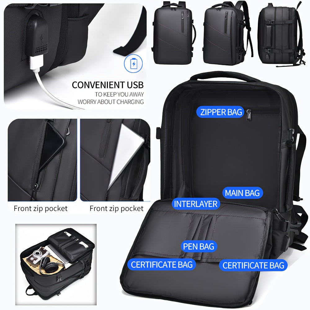Multi-Functional Outdoor Travel Backpack with Laptop Compartment and Trolley Sleeve