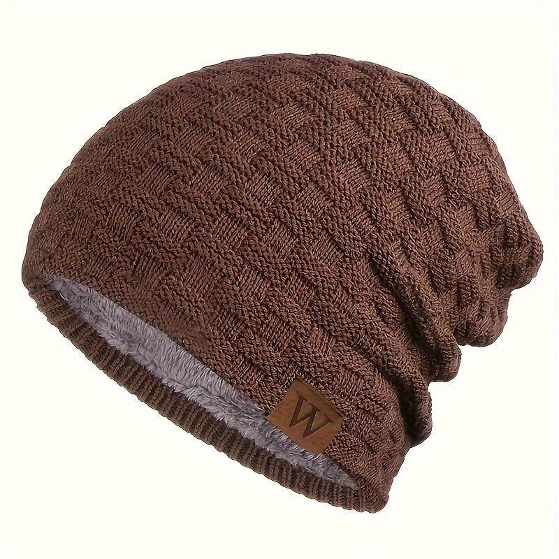 Men's Padded Knitted Cap Warm Winter Hat for Autumn and Cold Weather
