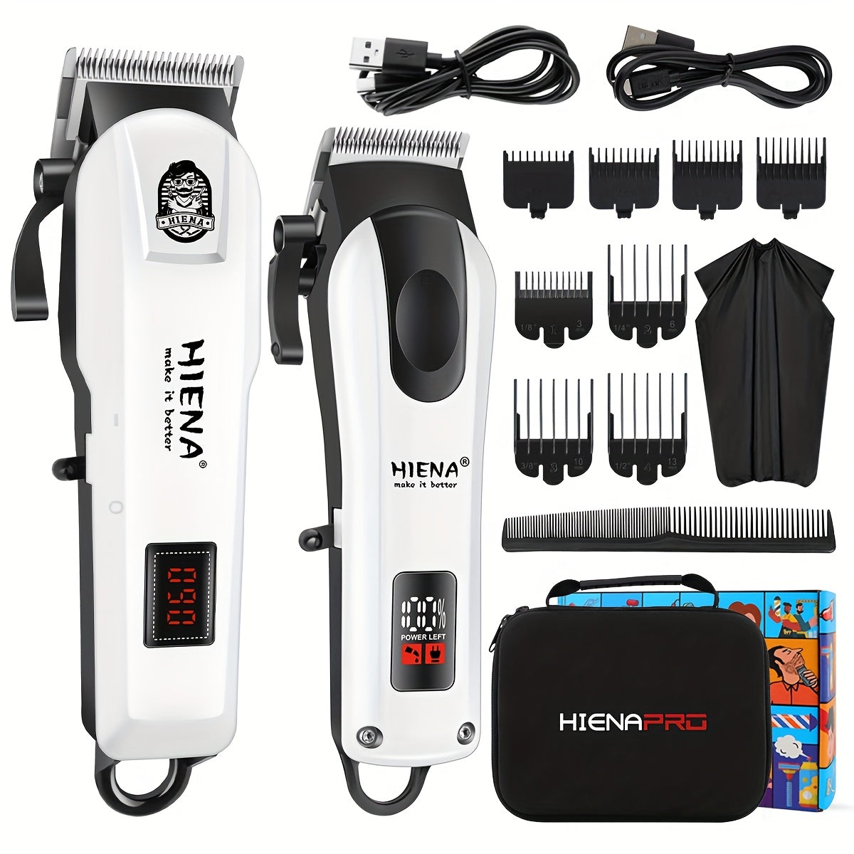 Set de cortapelos eléctrico con diseño inalámbrico recargable por USB, pantalla LCD y bolsa de almacenamiento