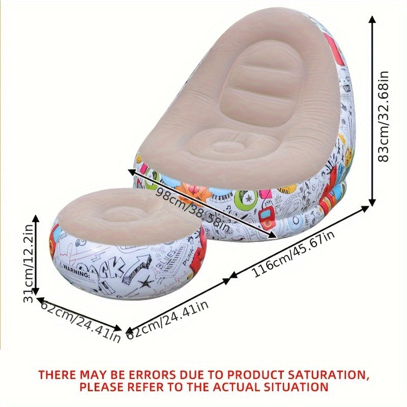 Red PVC Inflatable Lounge Chair with Backrest for Indoor and Outdoor Use