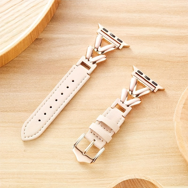 Metal Watch Strap for Apple Watch Series 7/6/5/4 with Rose Gold Finish Stainless Steel Buckle