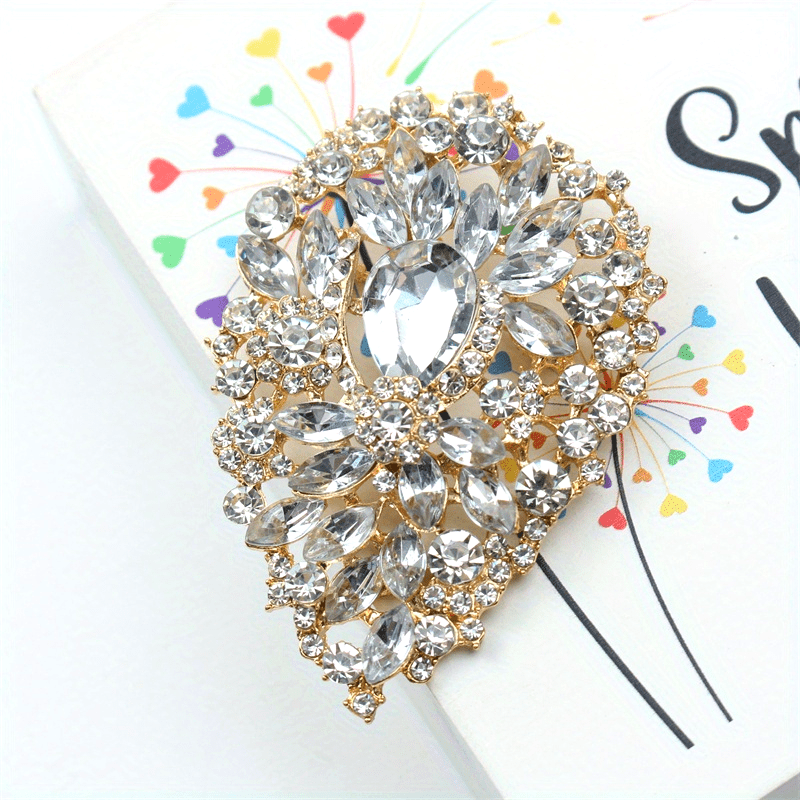 Цветочный брошь-булавка из сплава с искусственным камнем, в форме полой цветочной формы, украшение для женщин