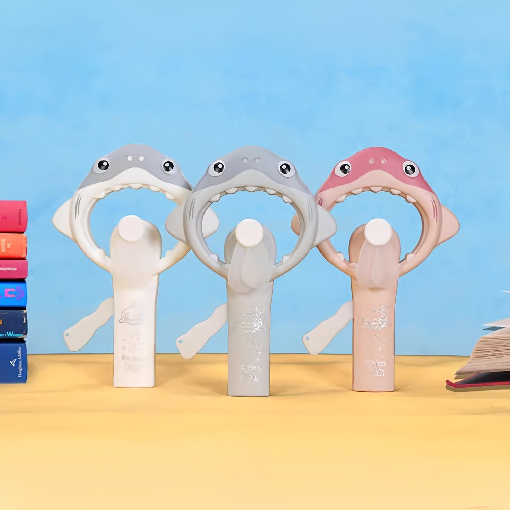 Cute Shark Handheld Fan Portable Mini Manual No Battery Required Pink Gray White Travel Party Gift