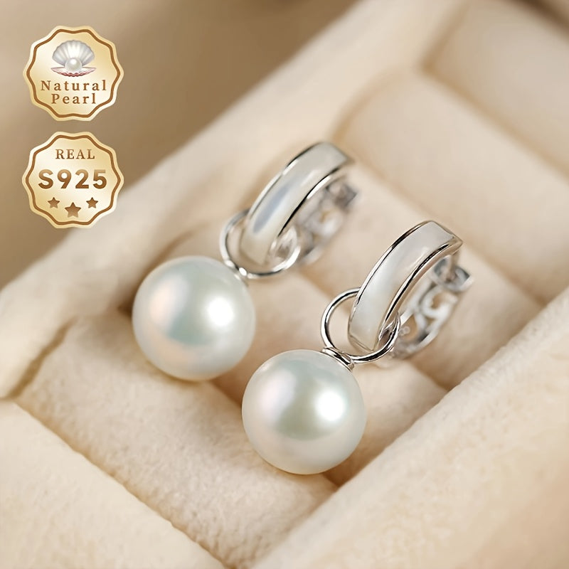 Pearl Earrings for Women S925 Silver 10-11mm Freshwater Pearls Gift Box