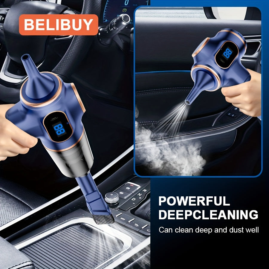 BELIBUY simsiz qo'l vakuum tozalagichi, USB orqali zaryadlash, 3.2KPa so'rish kuchi va bir nechta aksessuarlar bilan - avtomobil, ofis va uyda foydalanish uchun ideal.