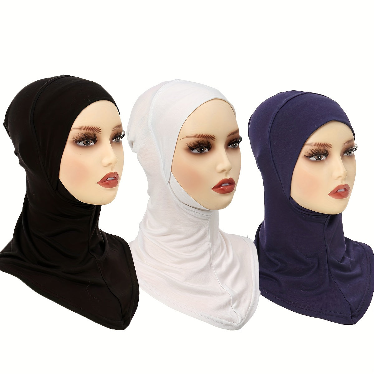 3-to'plamli to'liq rangli polyester hijab shalvlar nafas oladigan, quyoshdan himoyalovchi, cho'zilmaydigan