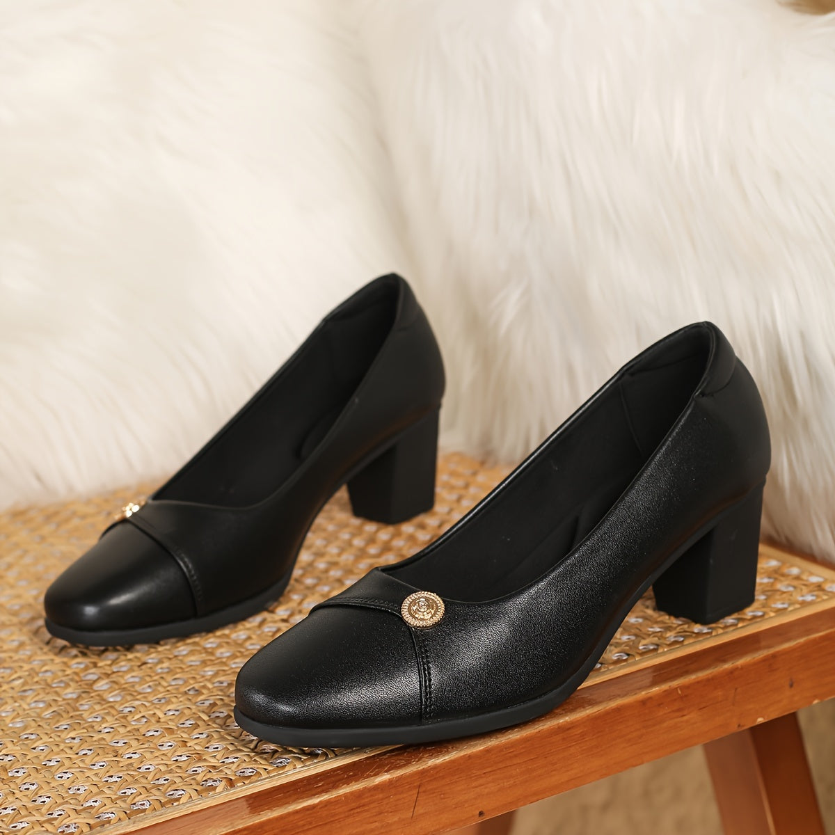 Women's Elegant Block Heel Shoes Square Toe Comfortable Versatile