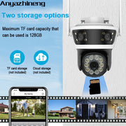 Wireless Security Camera 1080p Panoramic Night Vision Motion Detection Two-Way Audio PTZ
