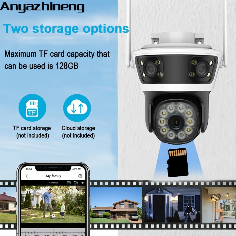 Wireless Security Camera 1080p Panoramic Night Vision Motion Detection Two-Way Audio PTZ
