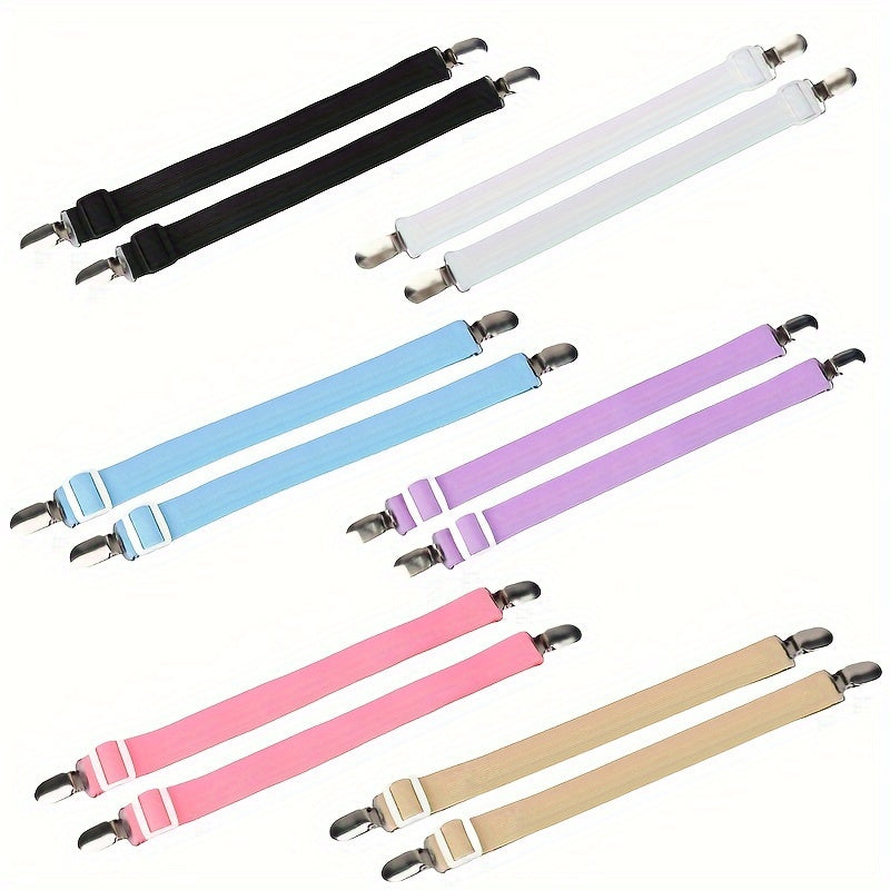 Pair of Quilt Holder Straps Adjustable Bed Sheet Clips Woven Fabric Elastic Bands