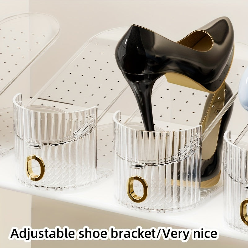 10-Pack Foldable Shoe Racks with Adjustable Shelves Double-Deck Plastic Shoe Storage Organizer for Living Room