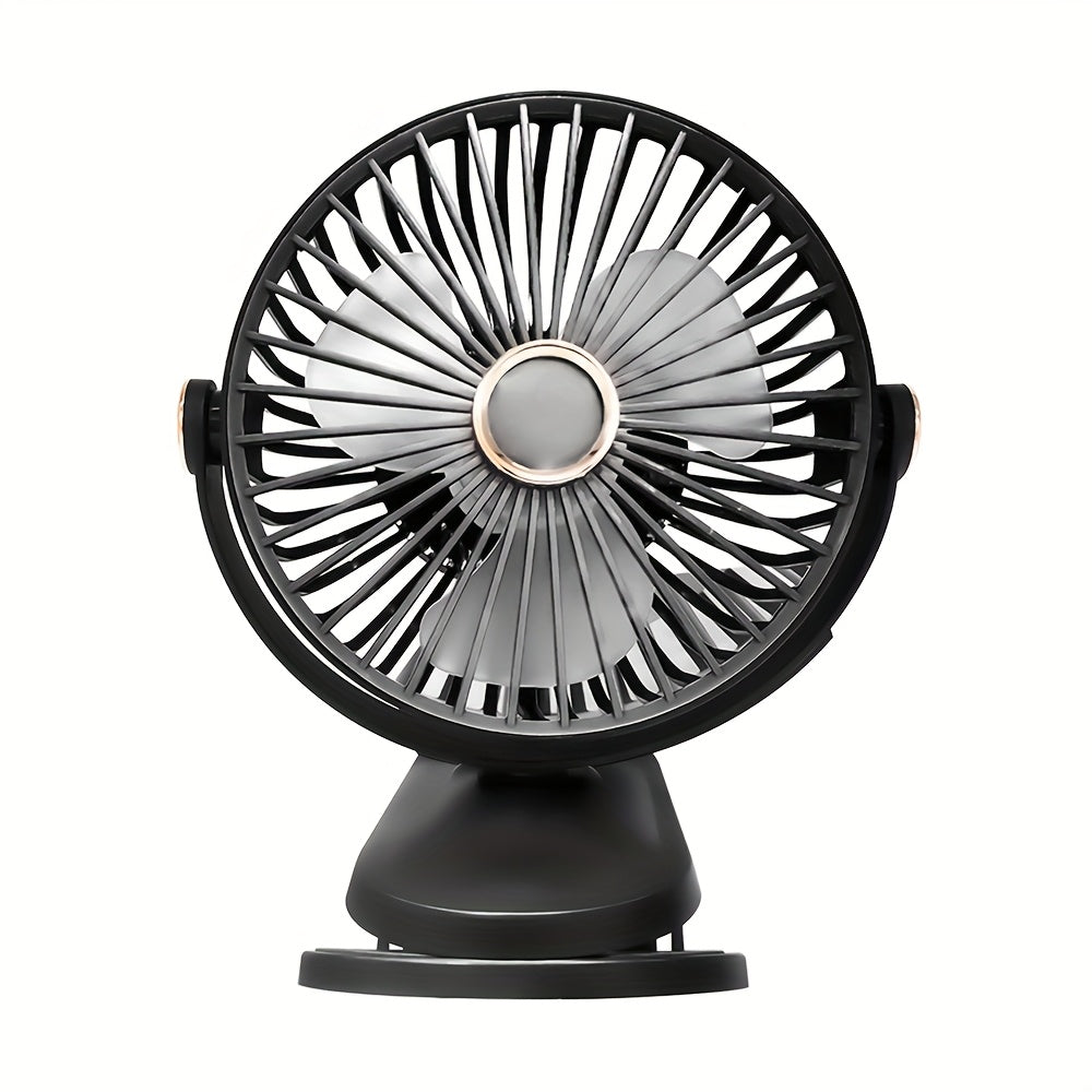 Portable Clip Fan with 2000mAh Rechargeable Battery and LED Light for Camping and Night Use