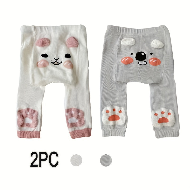 Conjunto de leggings para niños de mezcla de algodón 2 unidades, suaves, elásticos, para todas las estaciones, con dibujos animados