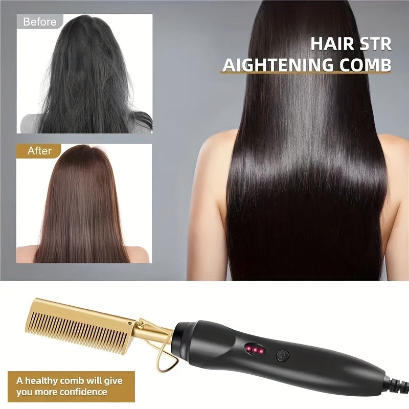 Peine multifuncional de cobre para cabello rizado o liso, peinado con cabello húmedo o seco