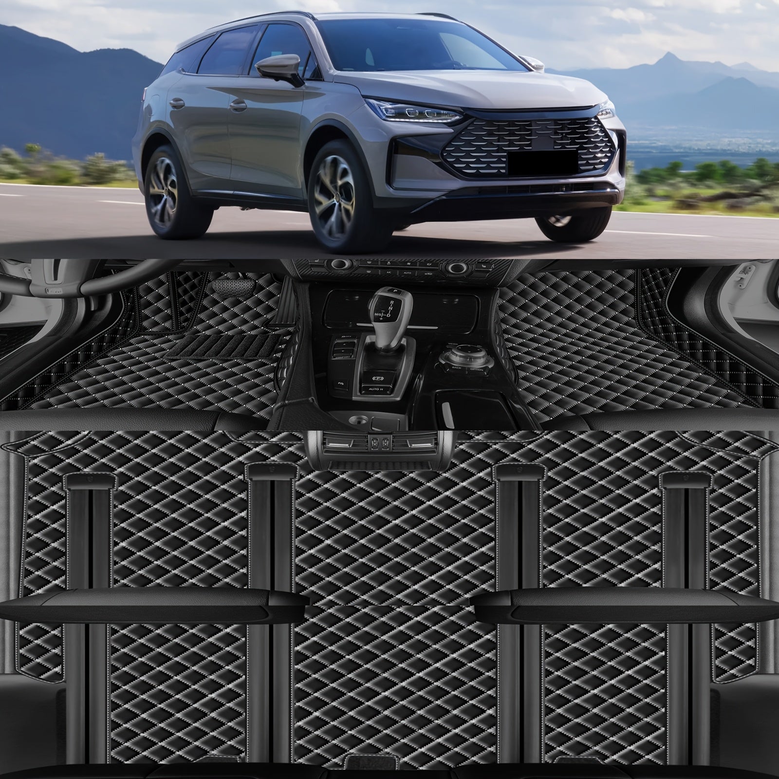 Alfombrillas de coche de cuero sintético para SUV de 7 plazas, resistentes a todas las condiciones climáticas, juego de cuatro