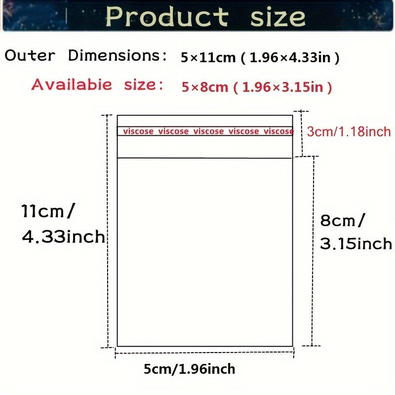O'z-o'zidan yopishqoq shaffof sellofan sumka muhrlangan zargarlik yoki shirinlik sovg'asi uchun.