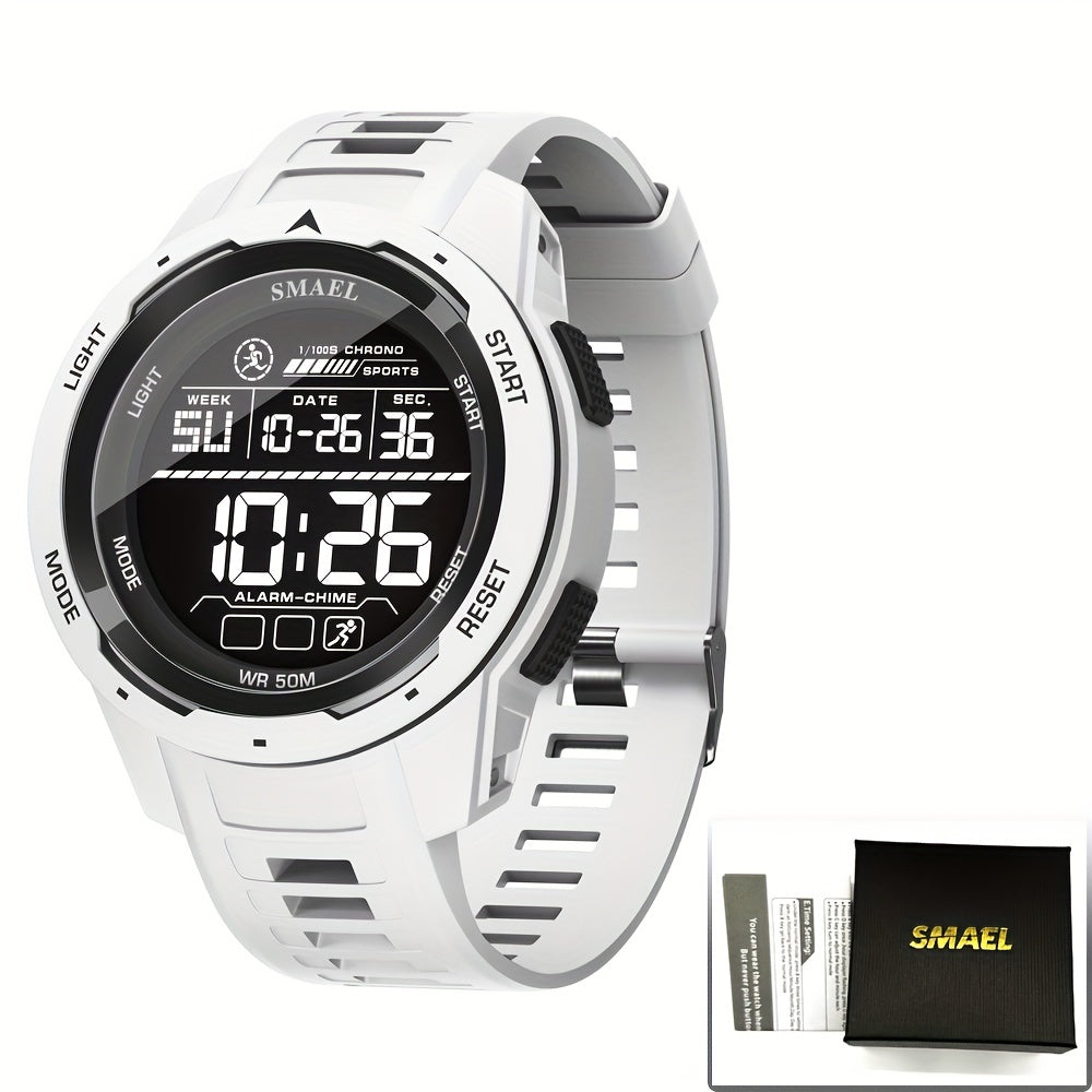 Men's Waterproof Smartwatch with LED Display Stopwatch Calendar Shock Resistant