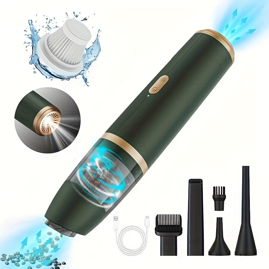 Портативный ручной пылесос с двумя аккумуляторами, светодиодной подсветкой, USB-зарядкой