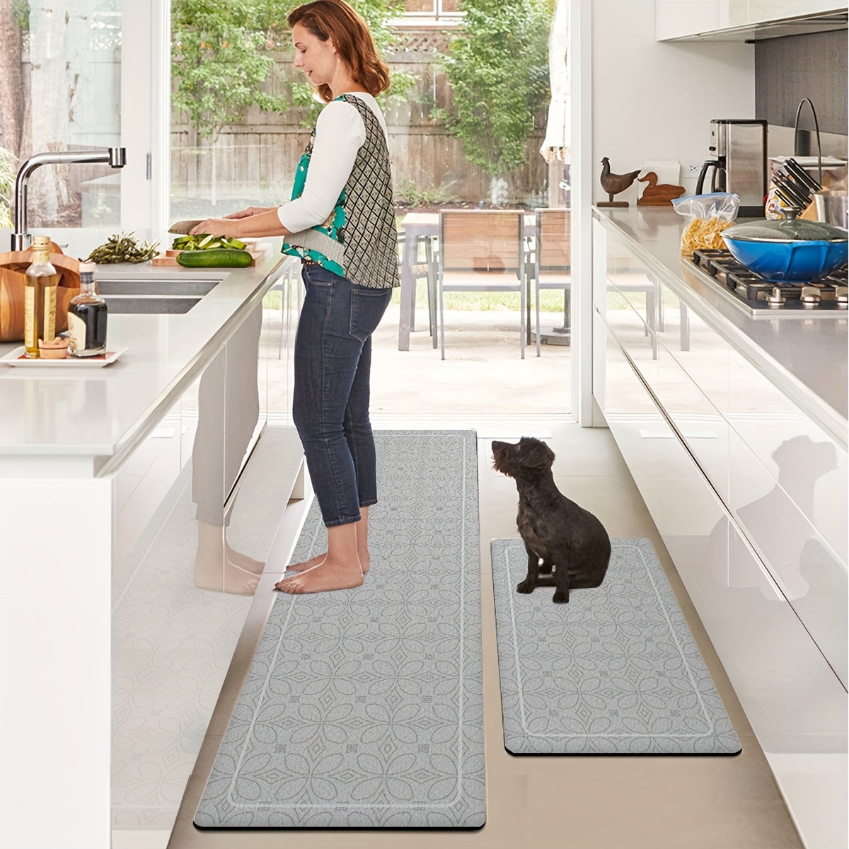 Non-Slip Stain-Resistant Polyester Kitchen Rug Absorbent Easy to Clean
