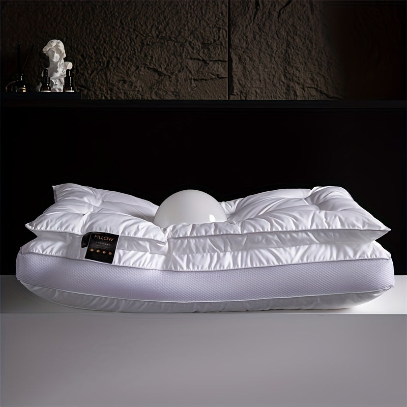 Одна двуслойная, трехмерная подушка для поддержания, обеспечивающая максимальный комфорт и поддержку, идеально подходит для расслабления и защиты шеи. Идеально для использования дома или в отелях, обеспечивая роскошный и приятный опыт.