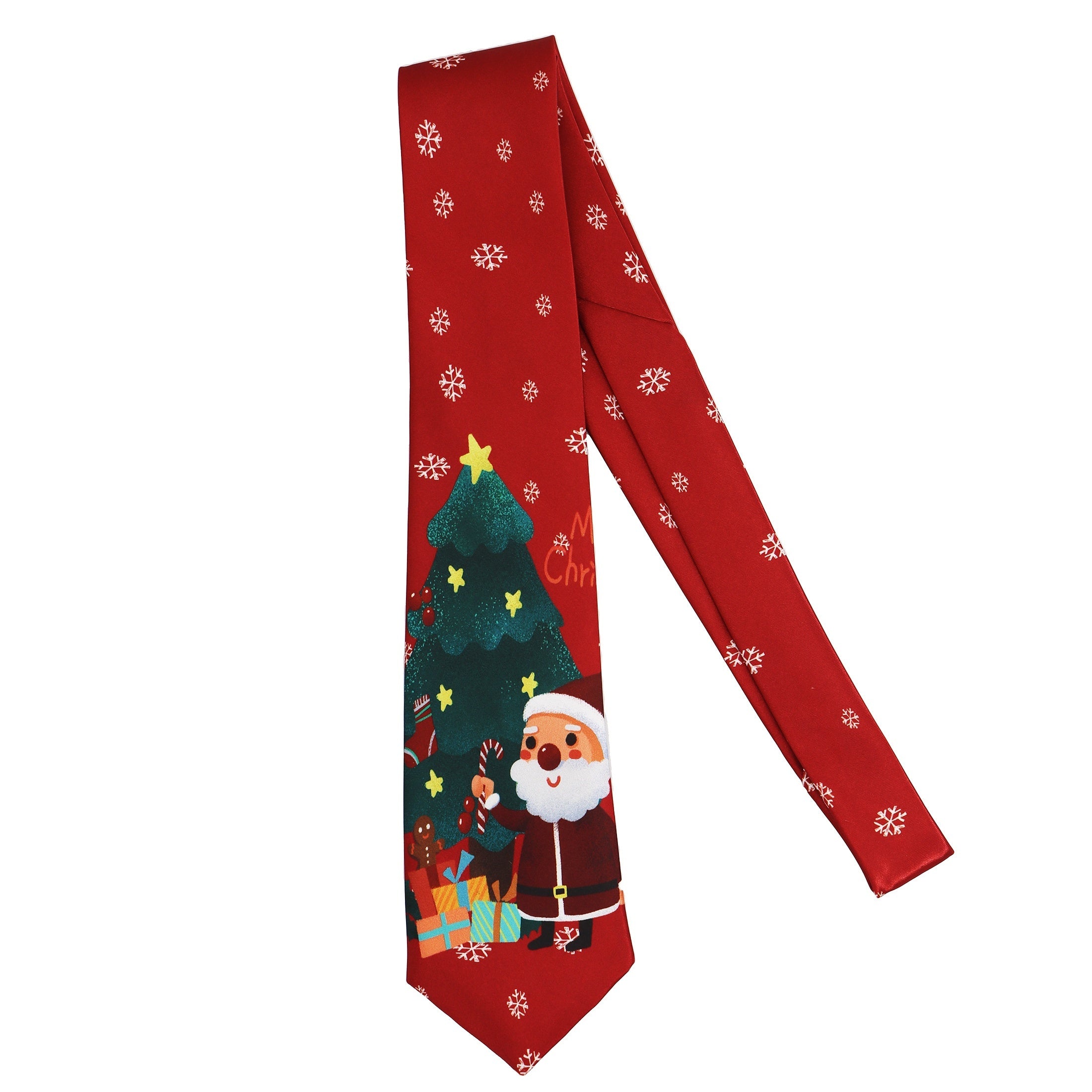Unisex Christmas Tie Polyester Santa Snowman Candy Cane Holiday Party Accessory