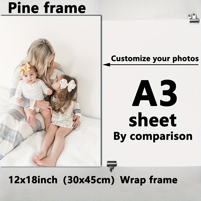 Personalized Family Photo Canvas Print Framed Wall Art for Living Room Bedroom Office