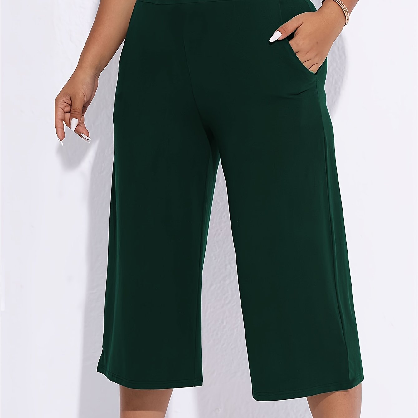 Plus Size Women's Black Straight Leg Pants Stretchy Comfortable Casual